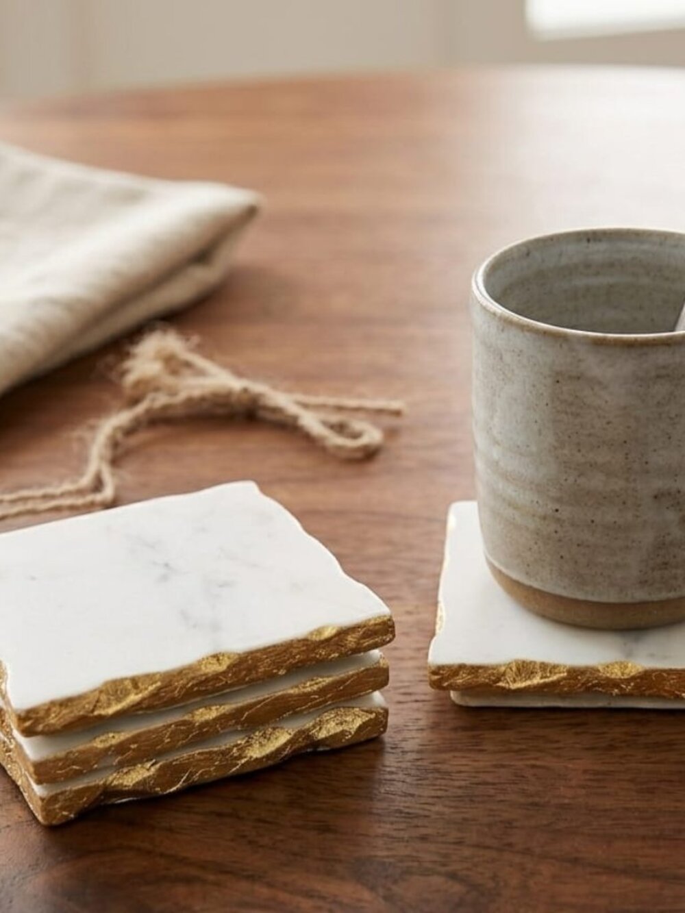 Marble Square Coasters with Gold Edging (set of 4)